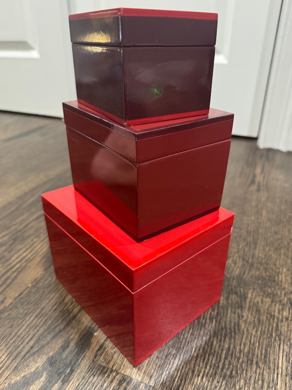 West Elm • Set of 3 Nesting Lacquer Boxes With Lids Jewelry Trinket Decor